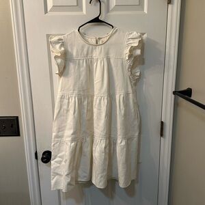 Altar'd State Cream Denim Dress: Size Large